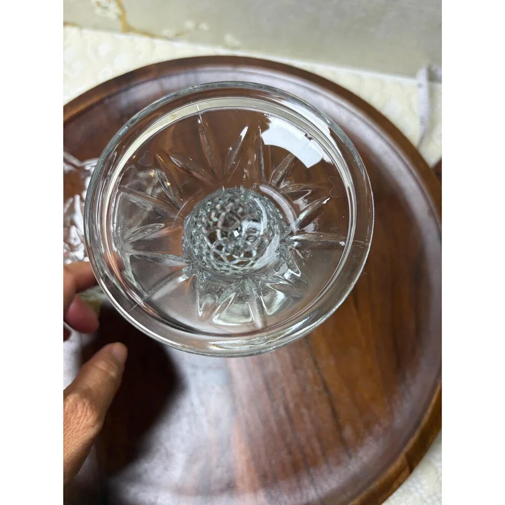 VTG Homeco Clear Pressed Glass Hurricane Candle Holder Peg Votive Scalloped